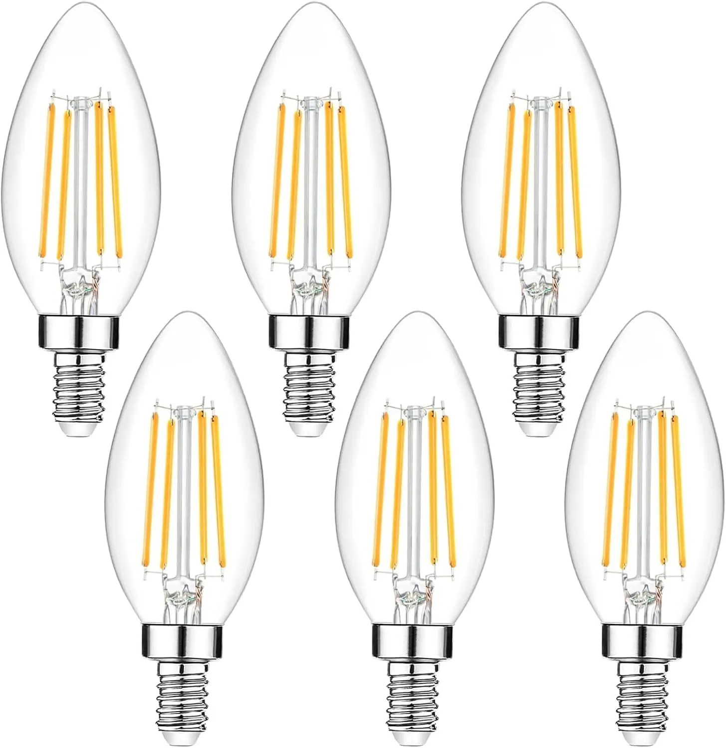 Dimmable E12 LED Candelabra Bulbs 40Watt Equivalent, 5000K Daylight White, 450Lumens, 4W B11 Vintage Chandelier Light Bulbs, LED Filament Clear Glass Candle Lamp for Ceiling Fan Home Decor,dorm essentials,home essentials,camping essentials