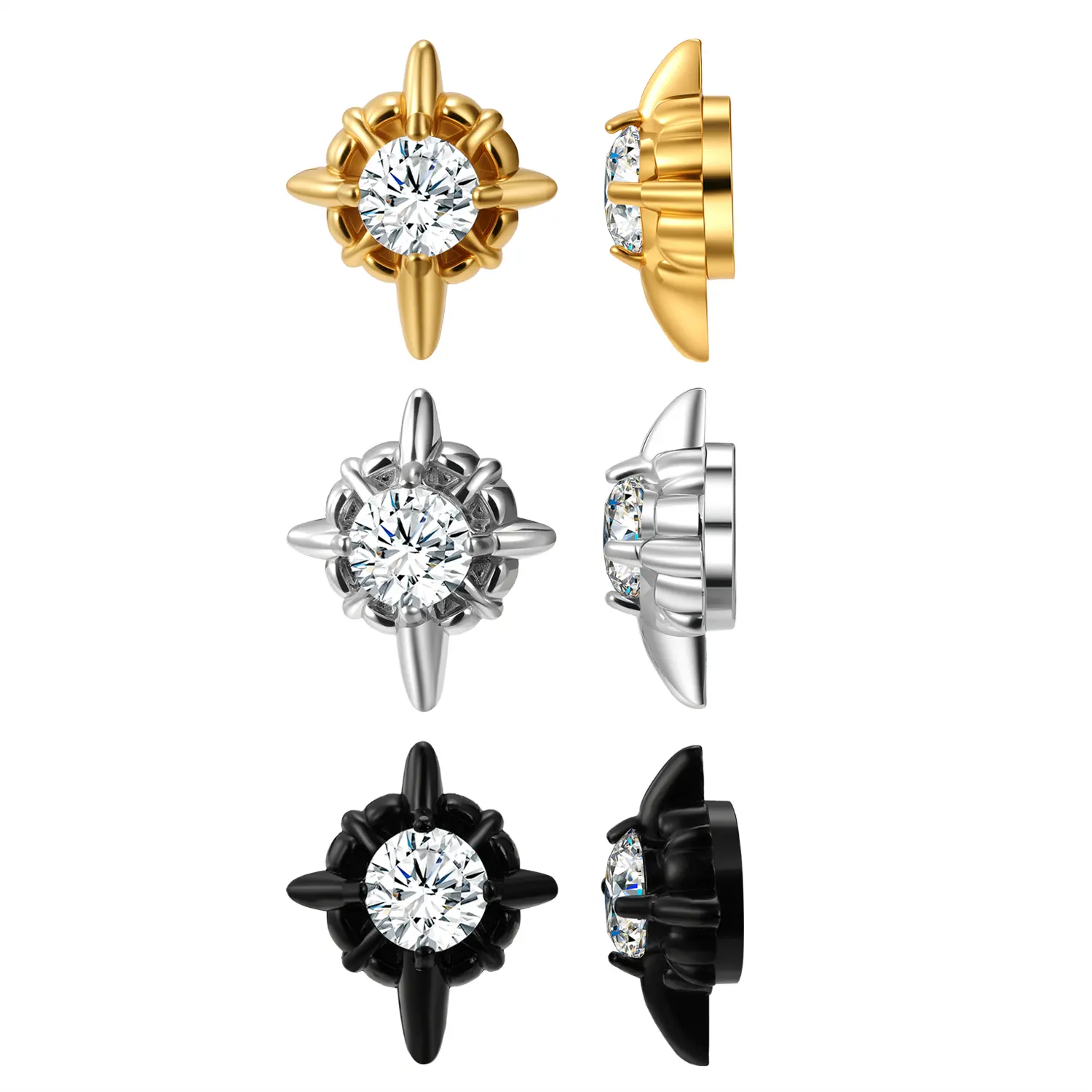 OIDEA 3 Pairs Magnetic Earrings - Starburst Zirconia Stainless Steel Clip-On Non-Pierced Earrings Set, Women's Statement Jewelry, Statement Earrings summerwins