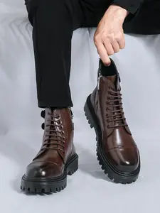 Men's Business Formal Lace Up Ankle Boots, Fashionable Pointed Toe Boots for Work Office, Male All-match Commuter Shoes for Daily Wear