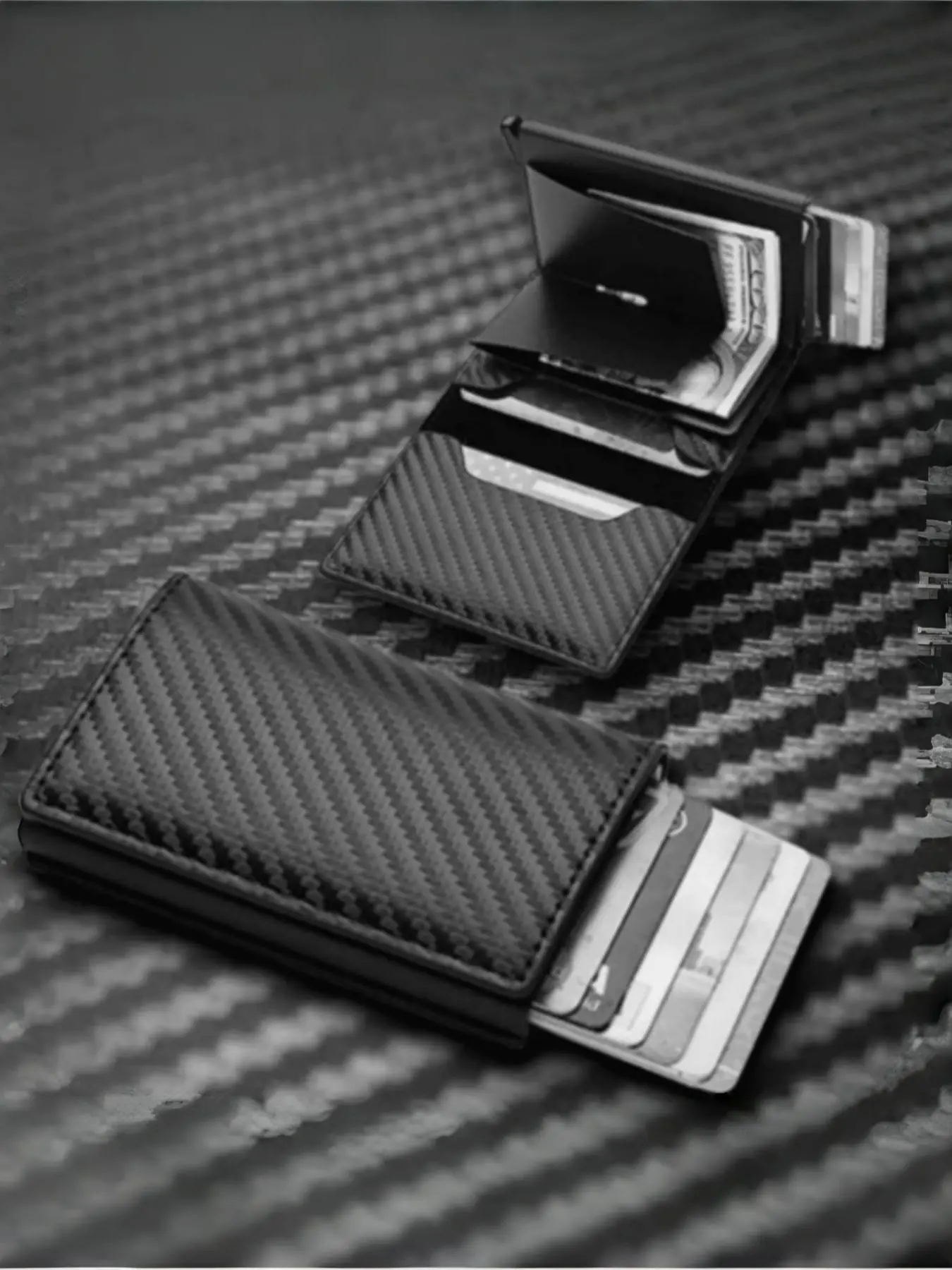 Men's Minimalist Business Carbon Fiber Card Holder, RFID Blocking Pop-Up Slim Wallet, RFID Card Slots, Credit Card Case, Credit Card Organizer, Slim Card Storage, Gift for Men