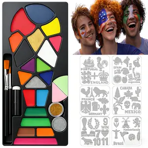 Vibrant Oil Based Face Paint Palette, Long Lasting Non-Toxic Body Art Pigment for World Cup Cheering, Halloween Christmas Festival Stage Performance Makeup