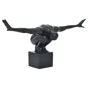 360 Stand Black Resin Adam & Friends Take-A-Bow Man Sculpture - 1-Piece Home Decor Statue, Indoor Display, Gifts & Conversation Piece for Home Supplies, Decoration, Artificial Resin Statues