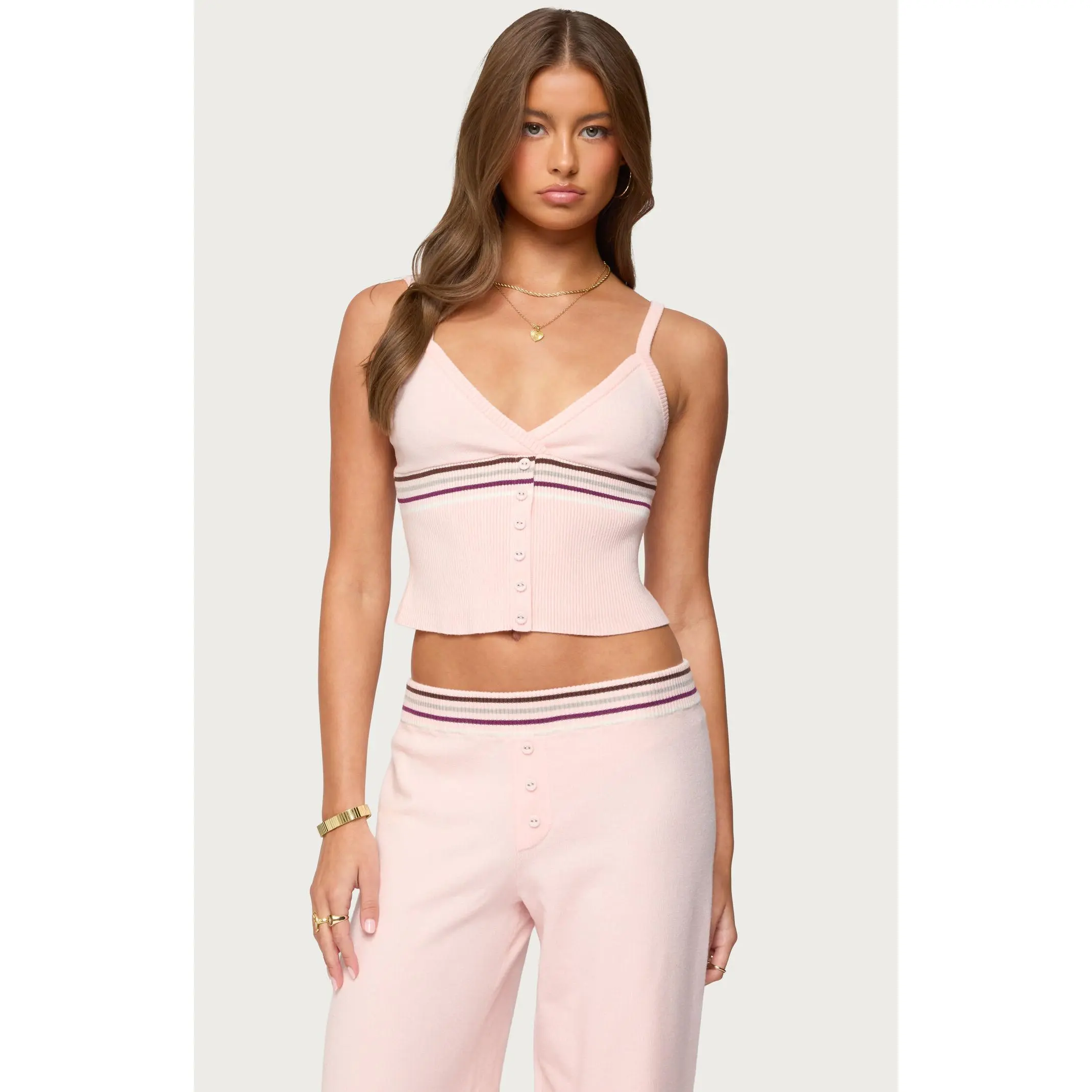 Edikted Women's Miya Stripey Ribbed Knit Tank Top