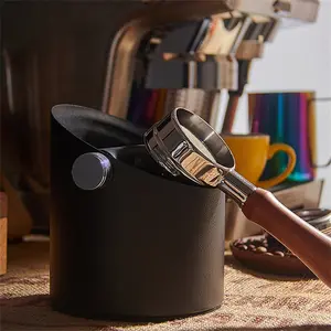 Stainless Steel Cylindrical Coffee Grounds Container, Ideal for Espresso Machines, Cafes, Restaurants, Home Baristas