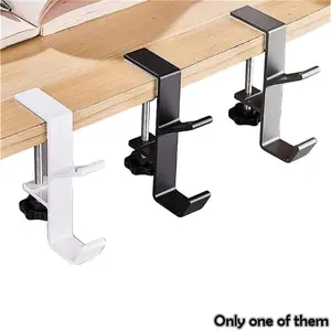 HomeDailyEss Desk Mount Bag Holder Hook Clamp-On Backpack Hanger Portable Desk Mount Headphones Holder Reduce Desk Clutter for Table Desk, Under Counter (Grey)