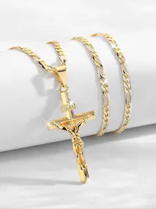 Cross Pendant Necklace for Women & Men, Fashion Jewelry for Party, Daily Clothing Decor, Trendy All-match & Exquisite Jewelry for Birthday Gift, Trendy Charm Necklaces, Dainty Cross Necklace, Cuban Cross Necklace, Trendy Fashionable Accessories