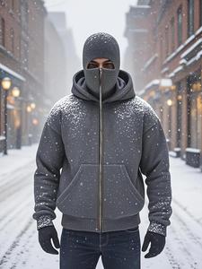men's full zipper double hooded sweatshirt - a warm sweatshirt with a front zipper design, a loose and lightweight jacket suitable for fitness, outdoor and daily winter wear - non-elastic fabric (hand-washable) - an ideal choice for winter activities, spo