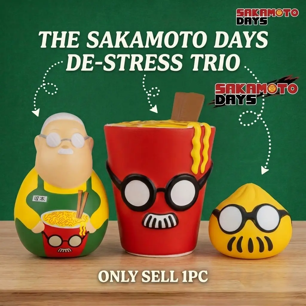 Official Netflix Sakamoto Days Squishy Stress Reliever, Taro Sakamoto Lu Xiaotang Shin Squeeze Toy, Soft Sensory Fidget, Anime Asmr Accessory, Shonen Jump Fan Gift, Stress Relief Fidgets
