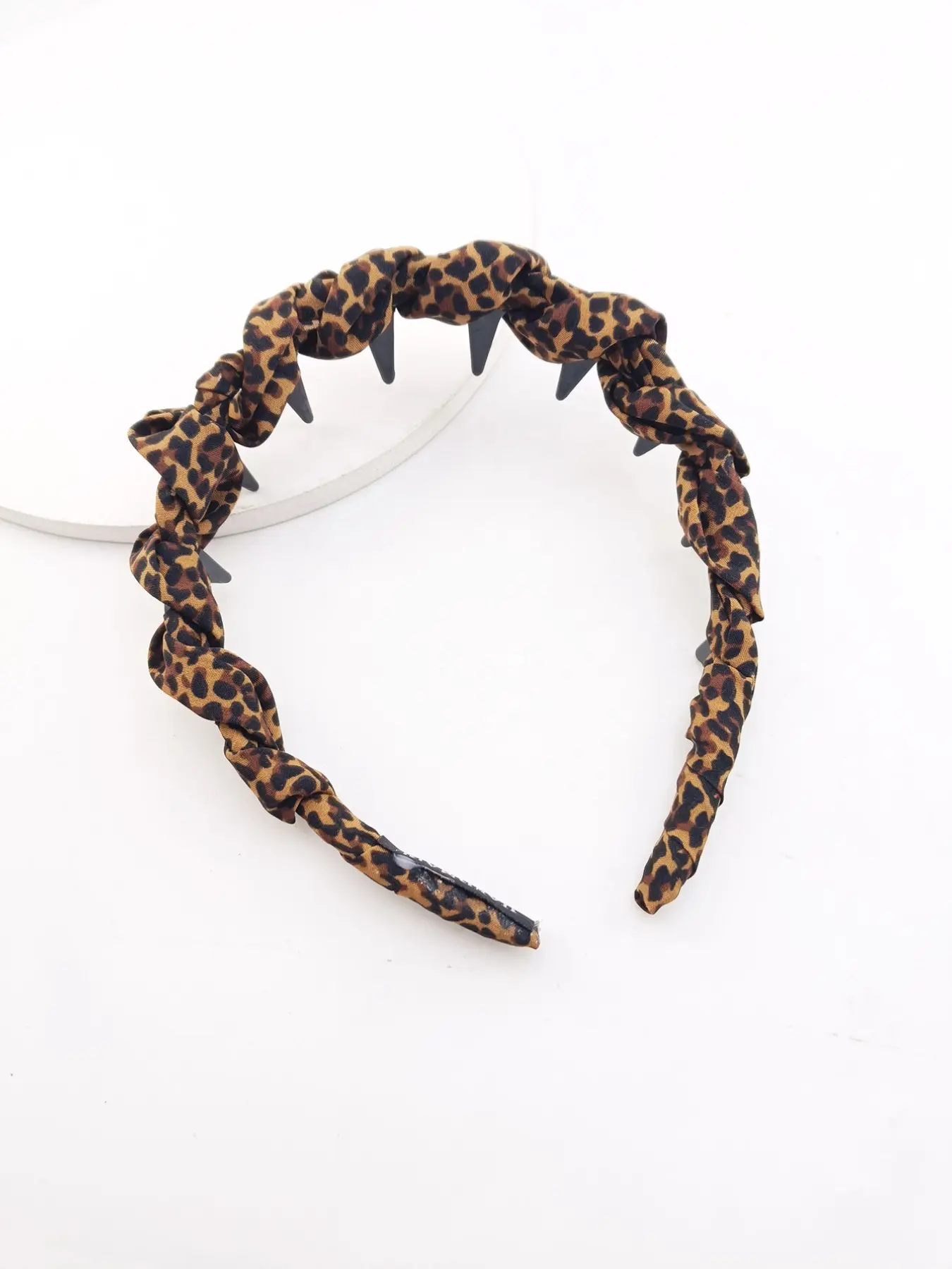 1PC Leopard Print Headband, Elegant Wave Design, 40cm Wide, Perfect for Dates, Daily Use, Parties, High Forehead Enhancer, All Seasons, Headbands On Forehead