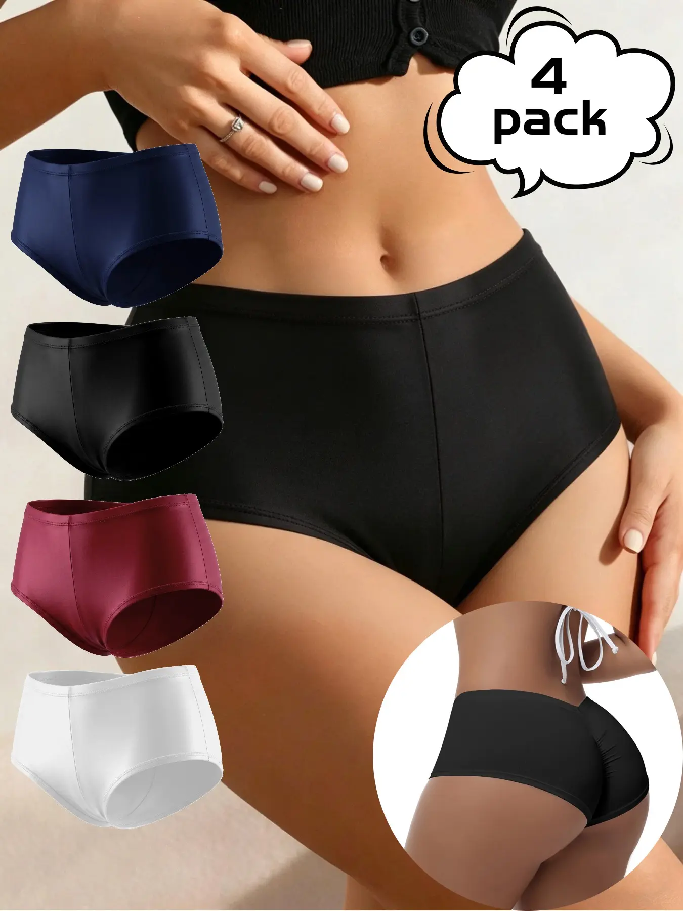 Women's Low Waist Boxer Shorts, Ice Silk Seamless Stretch Underwear, All Season Everyday Casual Fit, 4 Pcs Set, Comfortable and Stylish