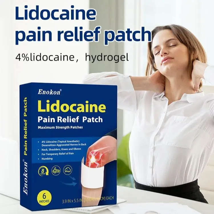 Sumifun 4% Lidocaine Pain Relief Patches Maximum Strength Numbing Gel Patch for Back Knee Neck Joint Ache Muscle Soreness Topical Analgesic 6 Patches Deep Penetration Healthcare Therapy