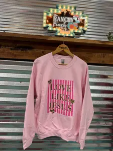 Women's "Love Like Jesus" Statement Long-Sleeve Round Neck Classic Casual Pullover Sweatshirt - Soft, Comfortable Fabric Top