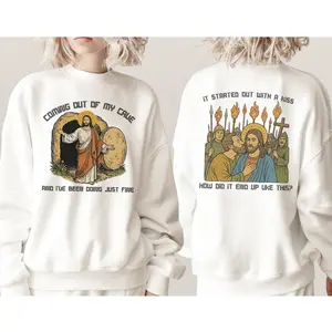 Mr. Christside Shirt, Funny Jesus and Judas Hoodie, Easter Tee, Coing out of my Cave