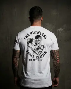 Die Tryin Ruthless Remain Fitted Gym Tee - 100% Cotton Athletic Sports Clothing for Gym Sessions & Activewear Fitness