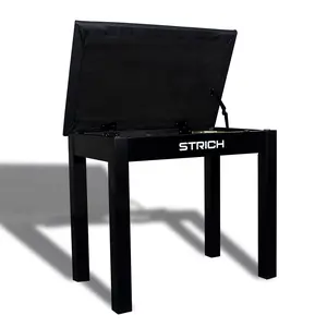 STRICH Piano Bench with Storage, Solid Wood Keyboard Bench Piano Bookcase Stool Chair Seat with Padded Cushion, Black tiktokshopspringglowup