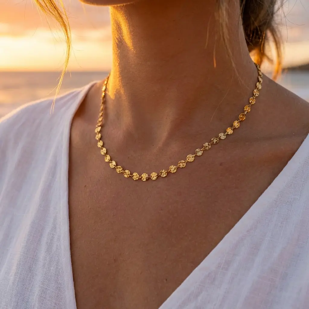 Golden Sunset Dainty Sun Necklace
