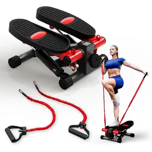HARISON Mini Stepper with Resistance Bands 330LBS Capacity Home Gym Equipment Portable Step Machine for Strength Training & Cardio Portable Under-Desk Elliptical Trainer（TKHR-349)