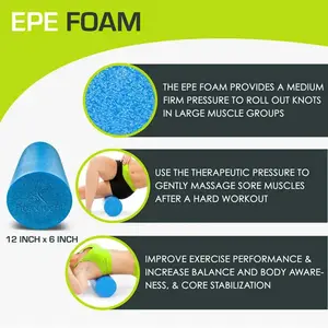 Flex Foam Rollers, Full and Half, 36"L or 12"L for Muscle Therapy (MFR), Core Stabilization and Balance Exercises