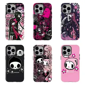 Y2K Emo Gothic Collage Phone Case, Pink & Black Anime Girl Shockproof Cover For iPhone 11 12 13 14 15 16 17 Pro Max For Samsung S26 S25 S24 S23 S22-Gift For Her/Him/Fans