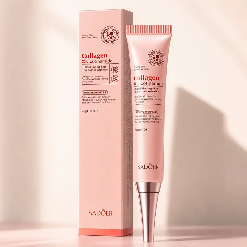 Vegan Cruelty-Free Niacinamide-Rich Collagen Support Eye Cream - Alcohol-Free Unisex Eye Care Product, Contains Neither Harmful Additives, Anti-Sag Dark Circle Care & Puffiness Treatment, Firming Hydrating Daily Moisturizer