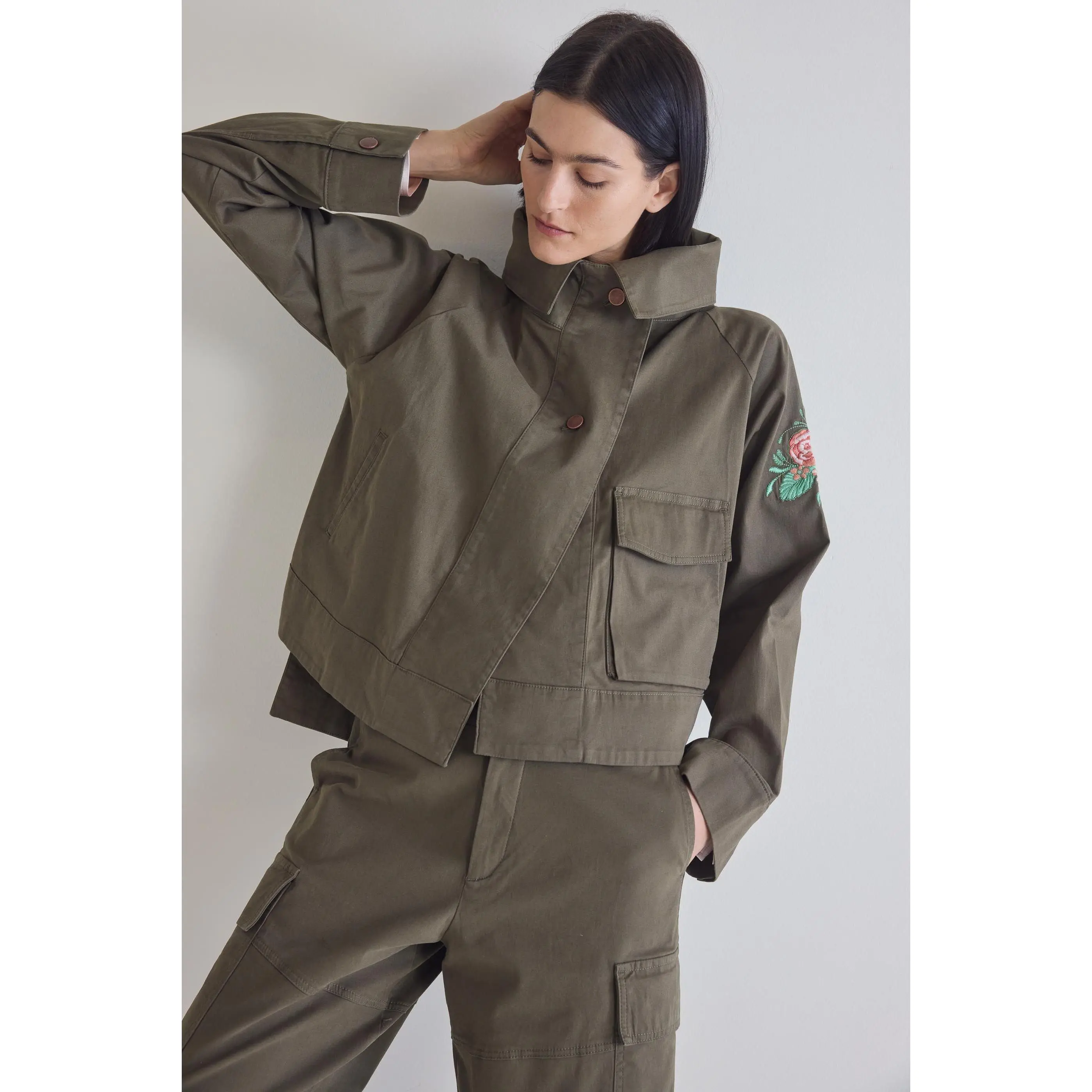 Coming Up Roses Twill Mini Drama Jacket Coming Up Roses Twill Mini Drama Jacket