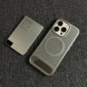 Honeycomb Mesh Breathable Heat Dissipation Phone Case, Cover with Invisible Kickstand for iPhone 17 Pro Max 16 Pro Max 15 Pro Max 14 Pro Max 13 Pro Max 12 Pro Max, Hard PC, Protective, Shockproof Anti-Drop Anti-Scratch Slim Lightweight