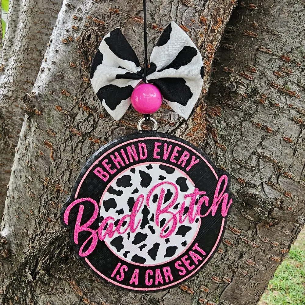 Bad B Car Freshies Cow Print Daisey Air Freshener - Customizable Long-Lasting Car Scent - Fun & Unique Design for Whimsical Vehicle Fragrance