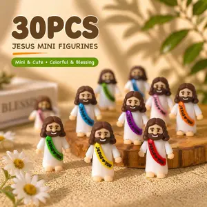 30PCS Mini Jesus Figurines Multicolor Tiny Religious Statues Ideal For Easter Egg Fillers Hide And Seek Decorative Religious Gifts Lively Color