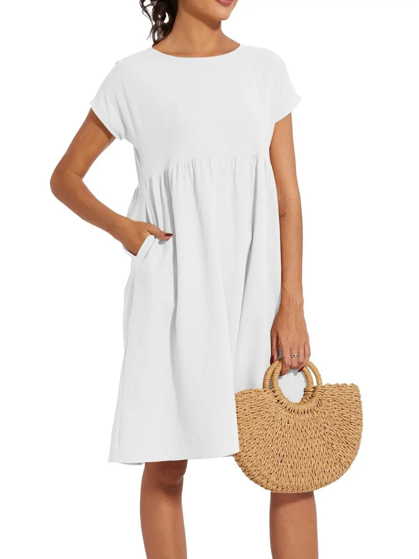 2026 Women Summer Cotton Linen Breathable Solid Gauze Dress Loose Casual Beach Vacation Flowy Midi Dress with Pockets Womenswear - TikTok Shop 2026 Women Summer Cotton Linen Breathable Solid Gauze Dress Loose Casual Beach Vacation Flowy Midi Dress with Pockets Womenswear - TikTok Shop