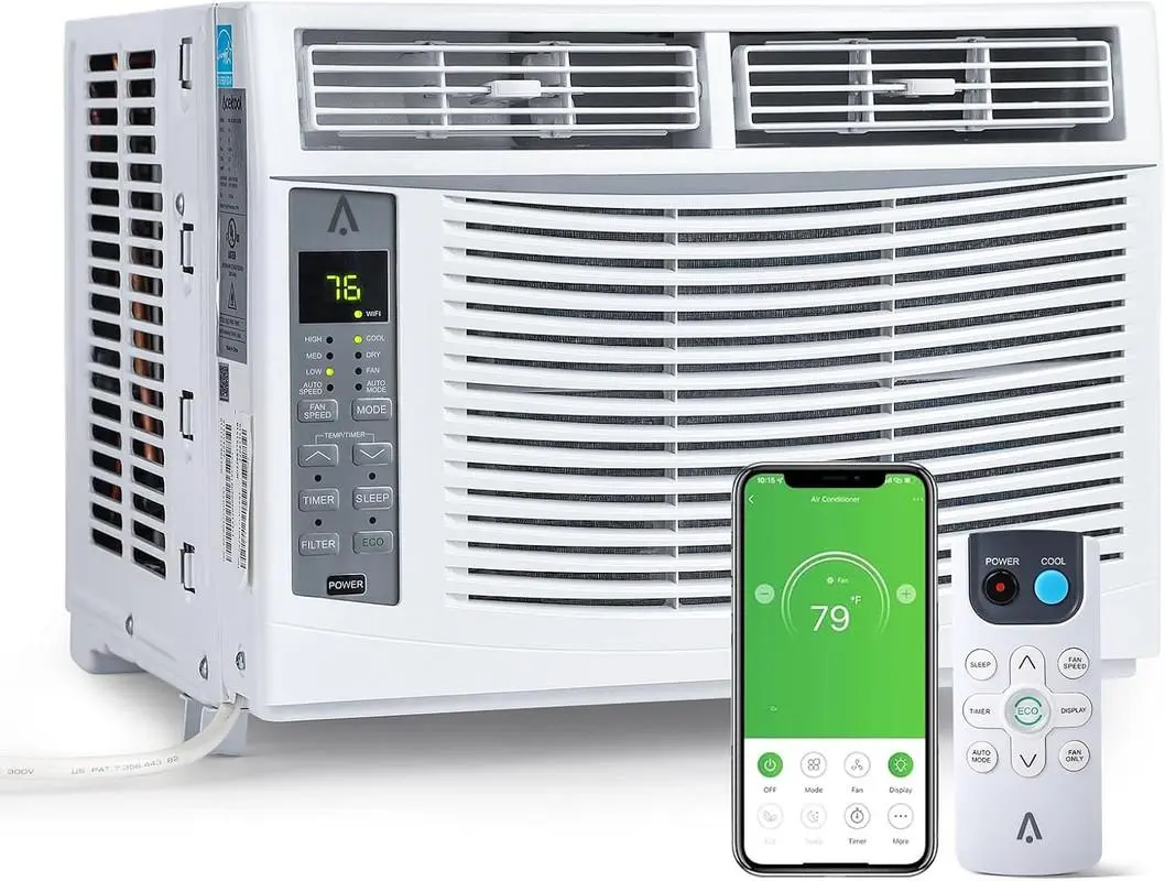 Gaomon 6000 BTU Window Air Conditioner - 115V/60Hz, 250 sq.ft Cooling, Energy-Saving, Fast Cooling, Remote Control, Timer, Eco Mode, Easy Installation Kit for Apartment/Office, Window AC Units, Mounted Aircon, Room Aircon