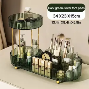 Two-Layer 360° Rotating Acrylic Makeup Organizer, Cosmetics Organizer, Transparent Cosmetic Storage Box, Desktop Perfume Tray, Vanity Table Accessory