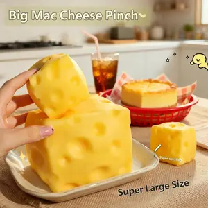 Oversized Cheese Cube Stress Ball, Slow Rebound Moldable Fidget Toy, Soft ASMR Squeeze Sensory Toy, Non-Bounce Structure, Perfect for Daily Relaxation & Christmas Presents butter taba squishy cheese squishy cube