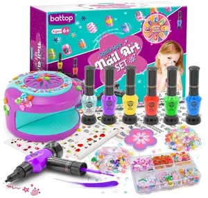 Kids Nail Art Kit for Girls Ages 7-12 with Nail Dryer & 2 in 1 Water Based Nail Polish Pen & 3D Decoration & Sticker and Nail Flier - Idea Birthday Gifts for Girls 7 8 9 10 11 12