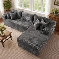 108" Grey L Shaped Sofa with Right Chaise