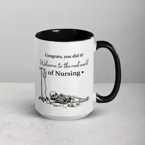 Funny Nurse Graduation Mug – Real World Nursing Humor Coffee Cup, New Nurse Gift, RN Graduation Gift, Sarcastic Medical Humor Mug, Nurse Life Gift