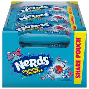 Nerds Gummy Clusters Candy, VERY BERRY, Pouches (Pack of 12)