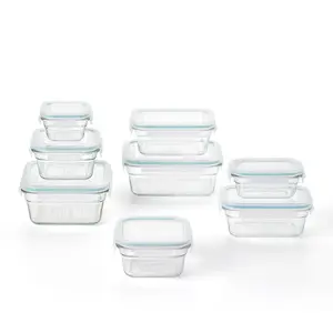 Glasslock Tempered Glass Food Storage Containers with Locking Lids, 16 Piece Set
