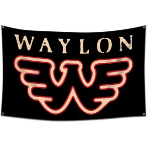 60in x 40in   tapestry ENMOON Country Musicians Flag Waylons Flag banner  College Dorm Party Wall Flag Banner Tapestry  poster  home decor banner wall art bedroom