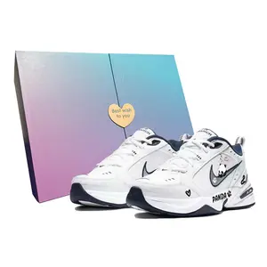 Nike Air Monarch 4 Custom Sneakers with Gift Box for Men and Women, Low-Top Dad Shoes in Blue and White, Featuring Slip-Resistant and Durable Design Trending Shoes, House White Official Shoes to Get / Maison Mihara