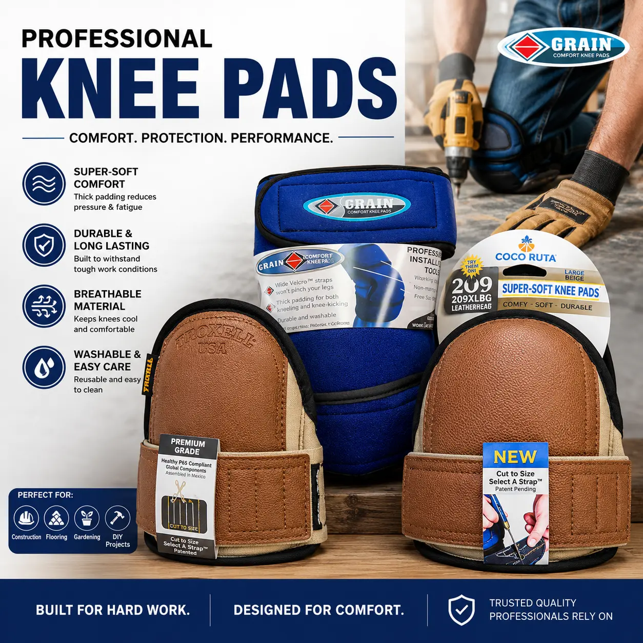 CocoRuta SuperSoft Leatherhead Kneepads - (Large Size / Bagged in Pairs)