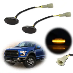 2pcs Smoke Amber LED Strip Marker Corner lamps Lights For 2017 2018 2019 2020 2021 Ford F150 SVT Raptor,Replace OEM HL3Z-15442-A