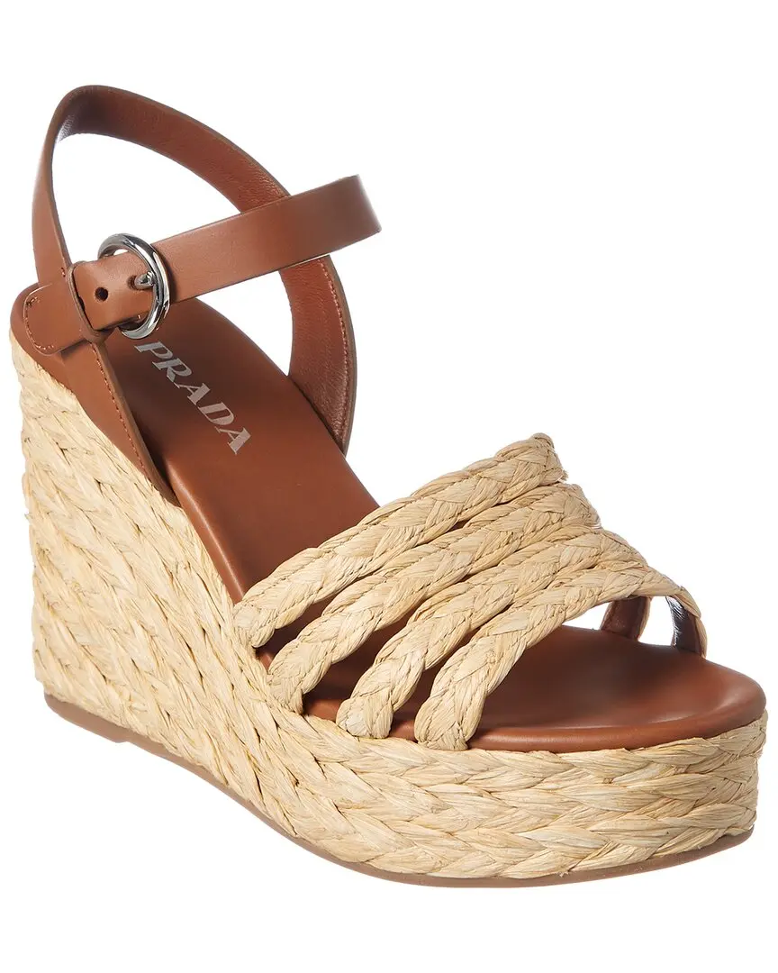 Prada Raffia & Leather Espadrille