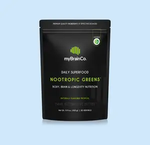 myBrainCo. Nootropic Greens Daily Nutrition Blend for Body Brain & Longevity - Mental Performance, Immune Function & NAD+ Boosting Vitamins - Vegan FODMAP Certified & Organic Ingredients