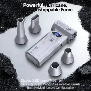 2026 Newest Turbo Fan Blower High-Speed 120000 RPM Handheld Air Duster 6.35oz Wind Pressure Portable Dust Cleaner 5200mAh Battery LED Light 4 Nozzles for Camera Keyboard Grill Pet Grooming
