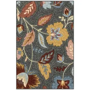 Maples 2'5"x3'8" Washable Garden Floral Accent Rug Gray