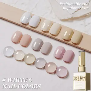 XELUAY White-Toned Collection 6 Shades New for Autumn/Winter 2025 Trendy Milky White Cherry Blossom Pink Gel Nail Polishes Fashionable LED UV Finish Gentle White Series High-Saturation Colors