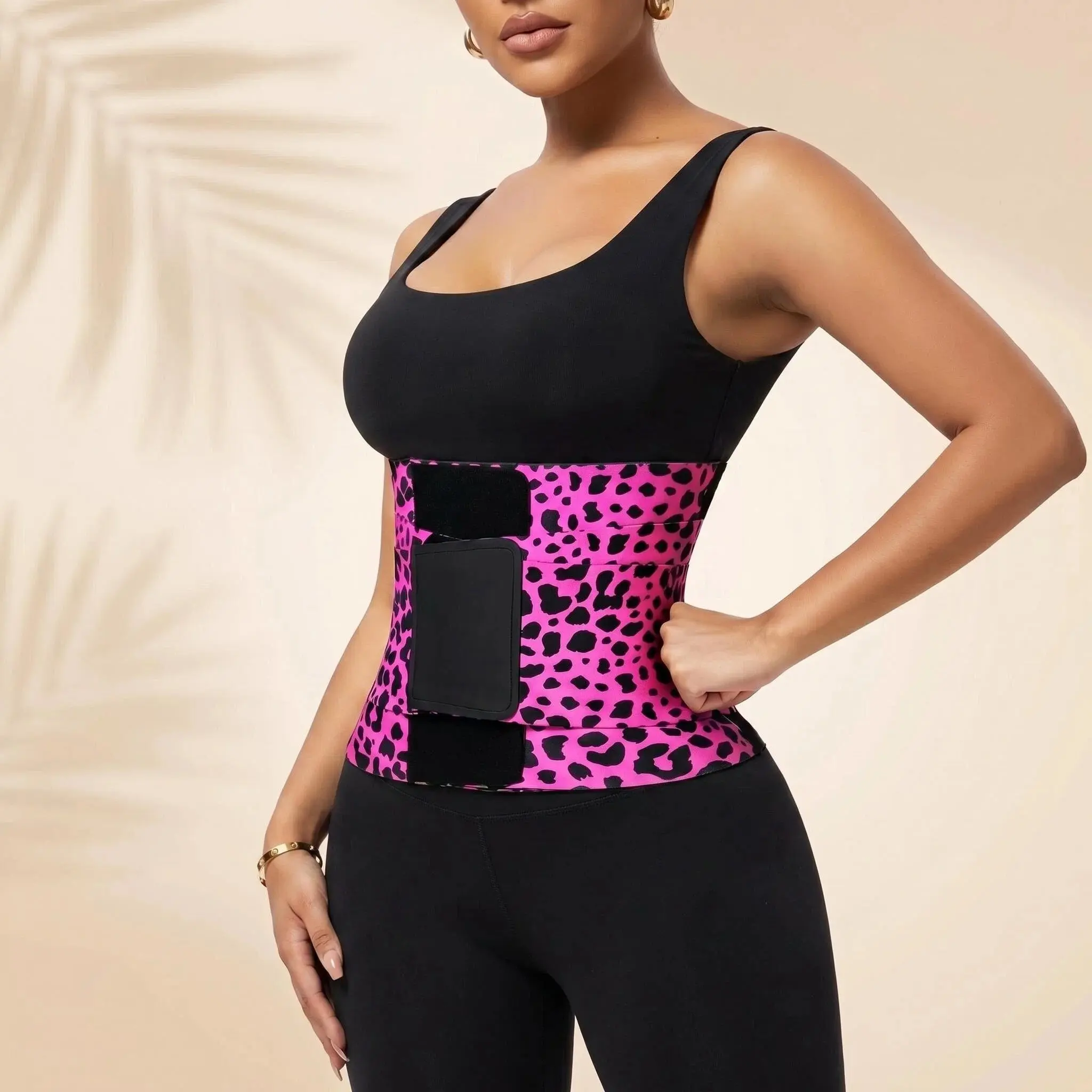Women's Animal Print High Compression Shapewear Waist Shaper Belt - 5 Steel Straps, Flat Belly Effect, for Daily Wear & Fitness Use (Fitness Waist Trimmer Accessory)
