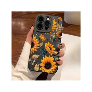 Sunflower Pattern Phone Case, 1 Count Anti-Fall Decorative Phone Protector Cover, Phone Accessories Compatible With IPhone 11 12 13 14 15 16 Pro Max