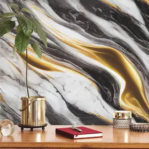 Gold Marble Self-Adhesive Wallpaper, Oil-Resistant PVC Wall Paper, Home Decor Background Wall, Trendy Interior Design, Decorative Wallpaper