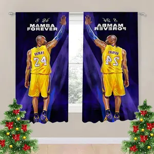 Basketball superstar's silhouette waving; semi-transparent privacy curtains with rod-mount design, suitable for living rooms, bedrooms, kitchens, and bathrooms, Room Decor Curtain